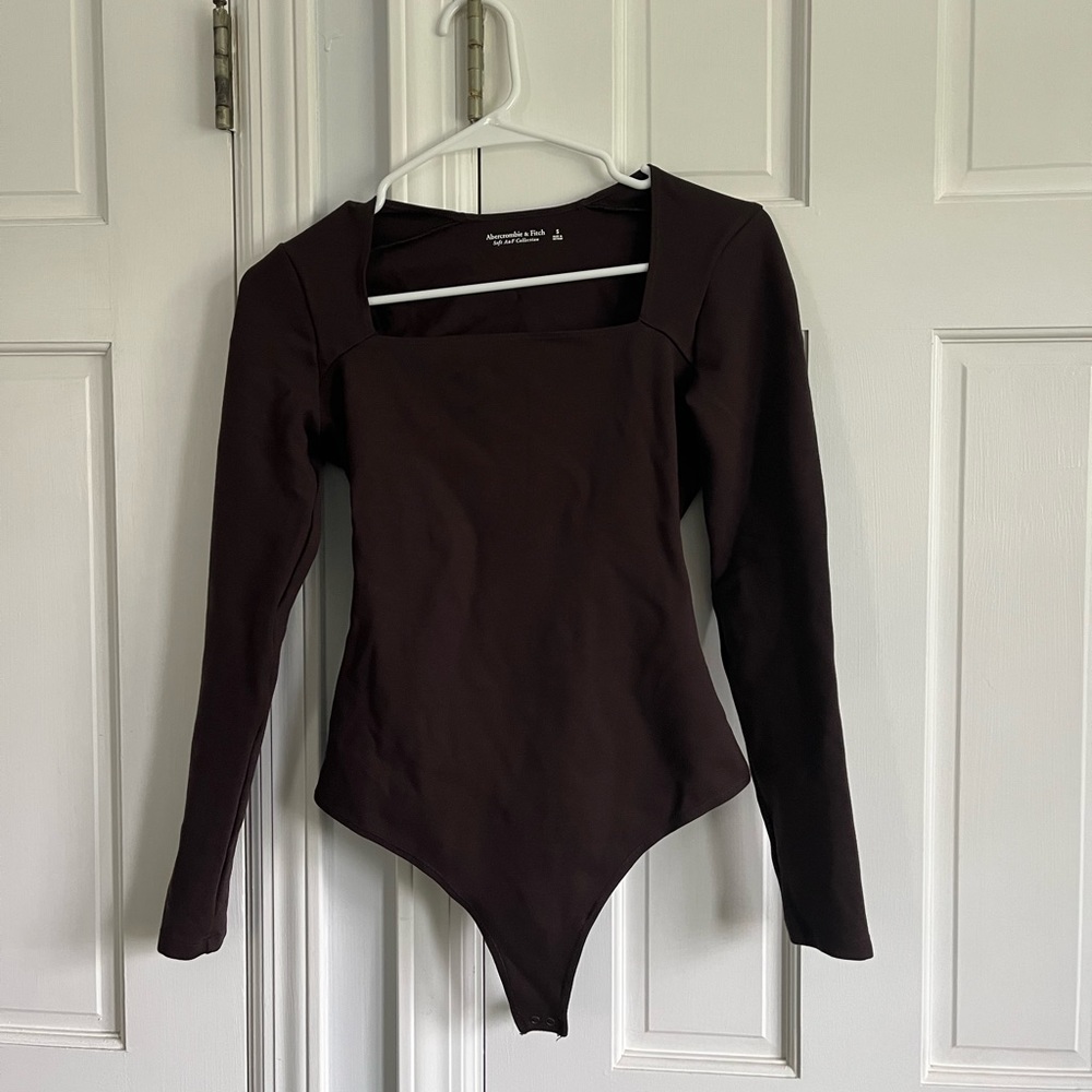 Abercrombie square neck body suite- brown, size small